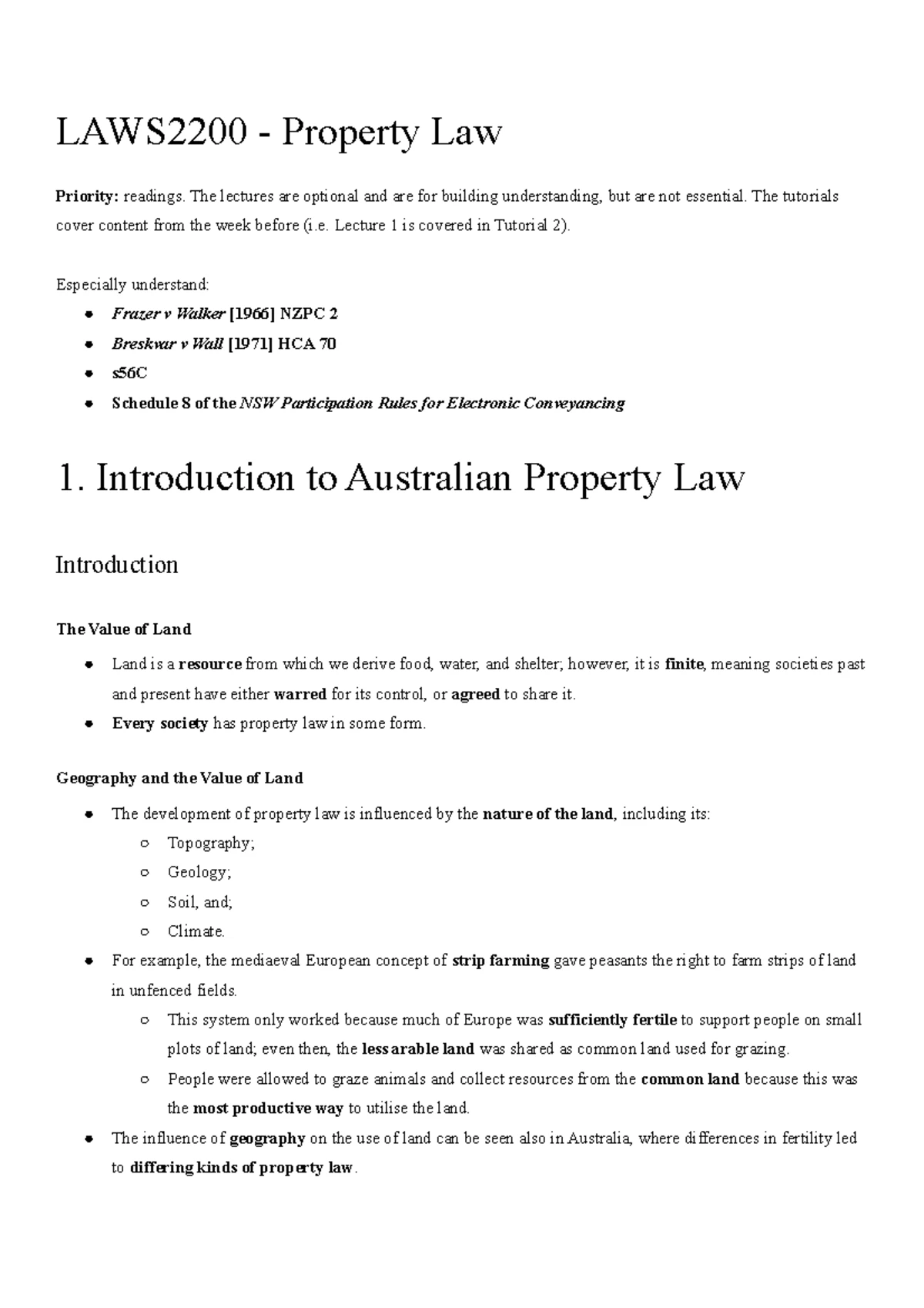 Property Law Final Exam Notes: Key Cases and Concepts (LAW123) - Studocu