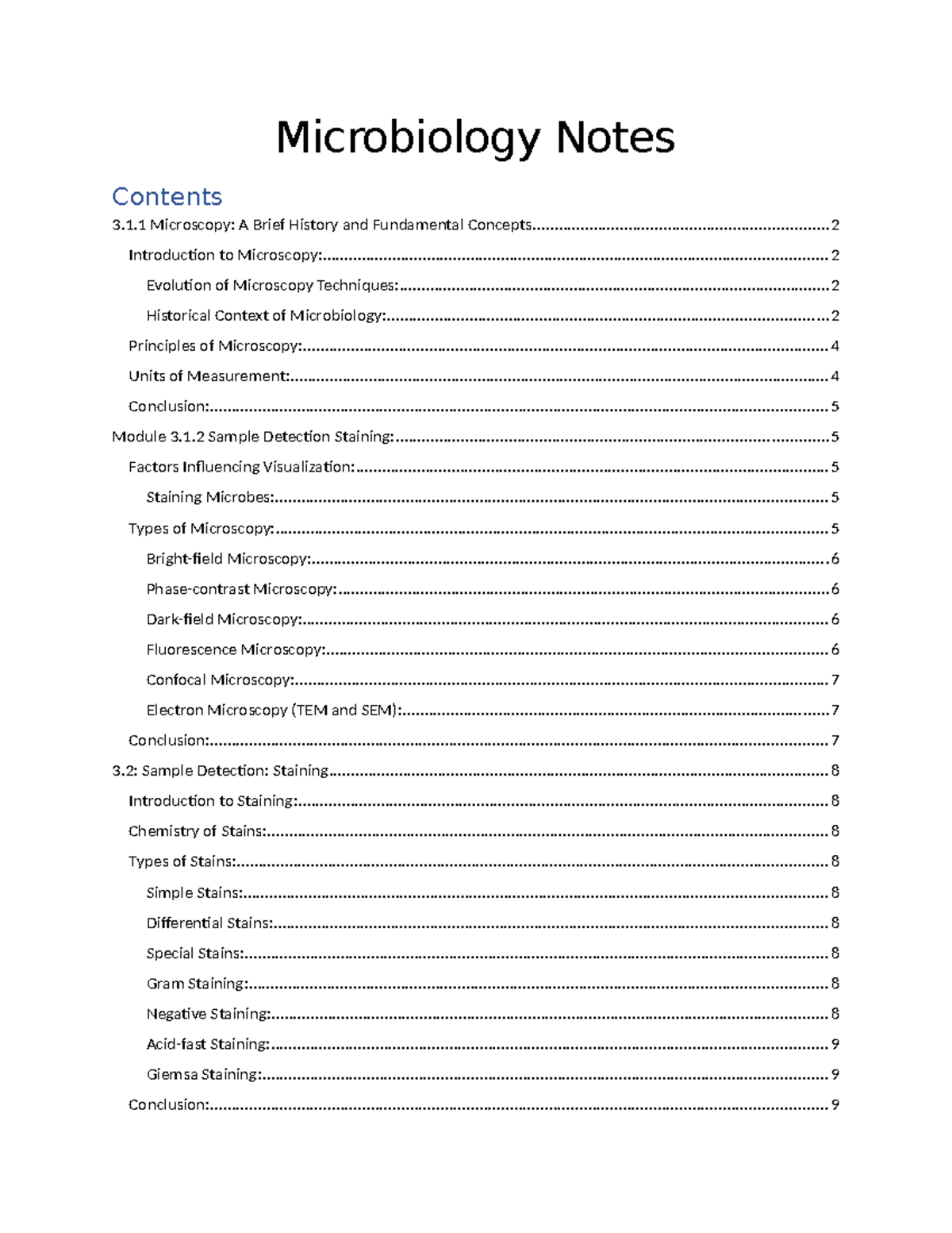Microbiology Notes - Module 3 - Microbiology Notes 3.1 Microscopy: A ...