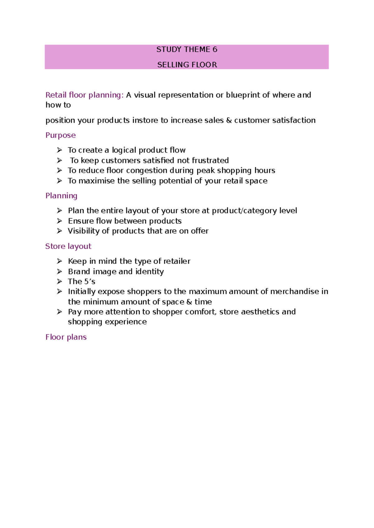 Study Theme 6: Retail Floor Planning Strategies and Best Practices ...