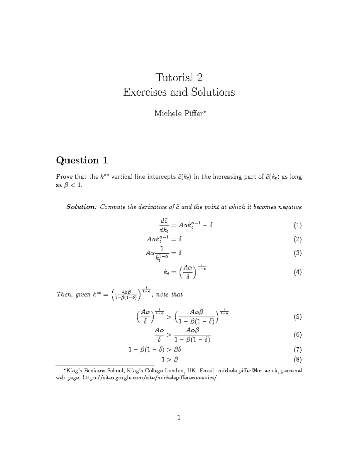 6QQMN971 Tutorial 2 Solutions and Economic Growth Analysis - Studocu