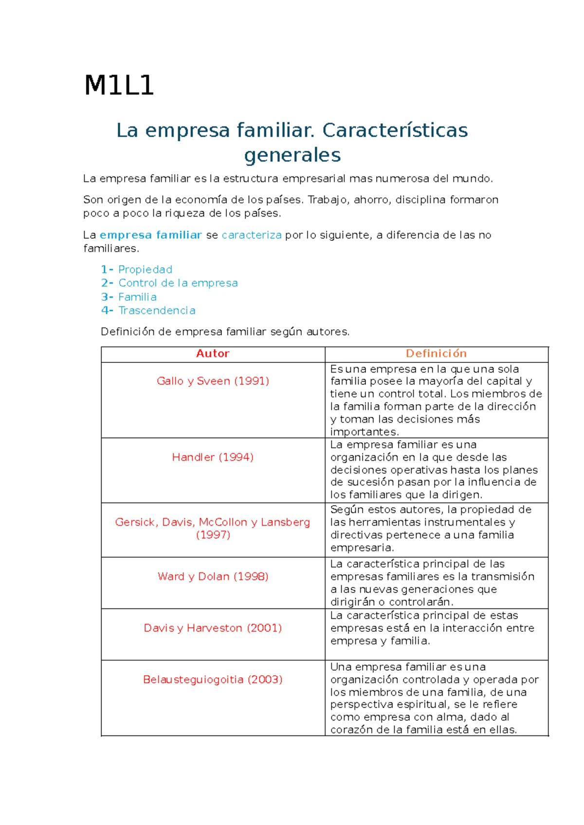 M2 Resumen: Perspectivas y Desafíos en Empresas Familiares - Studocu