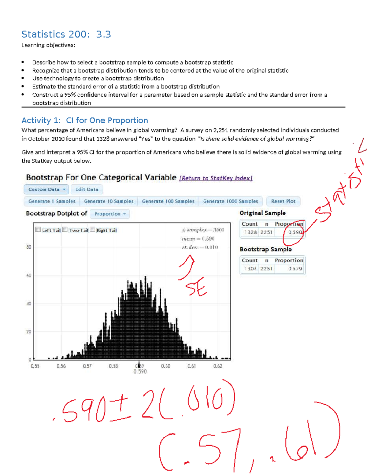 Bootstrap Confidence Intervals and Statistical Inference (Stats 200 ...