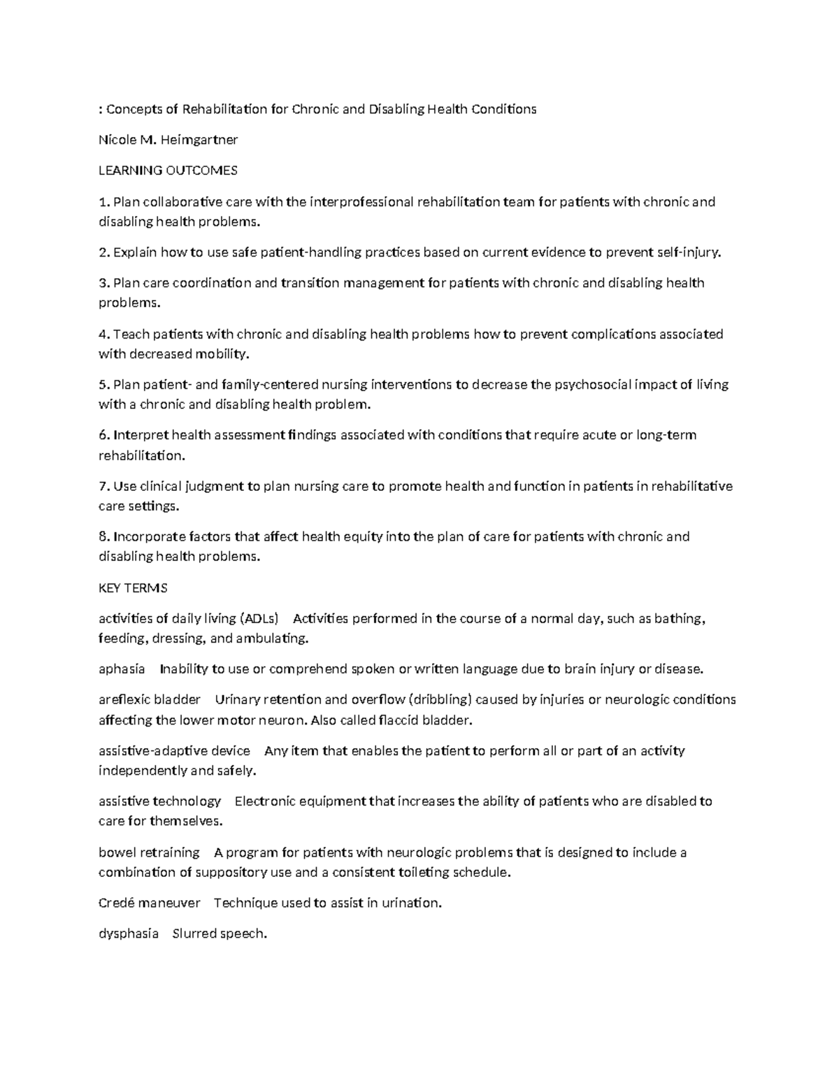 Rehabilitation Strategies for Chronic & Disabling Health Conditions ...