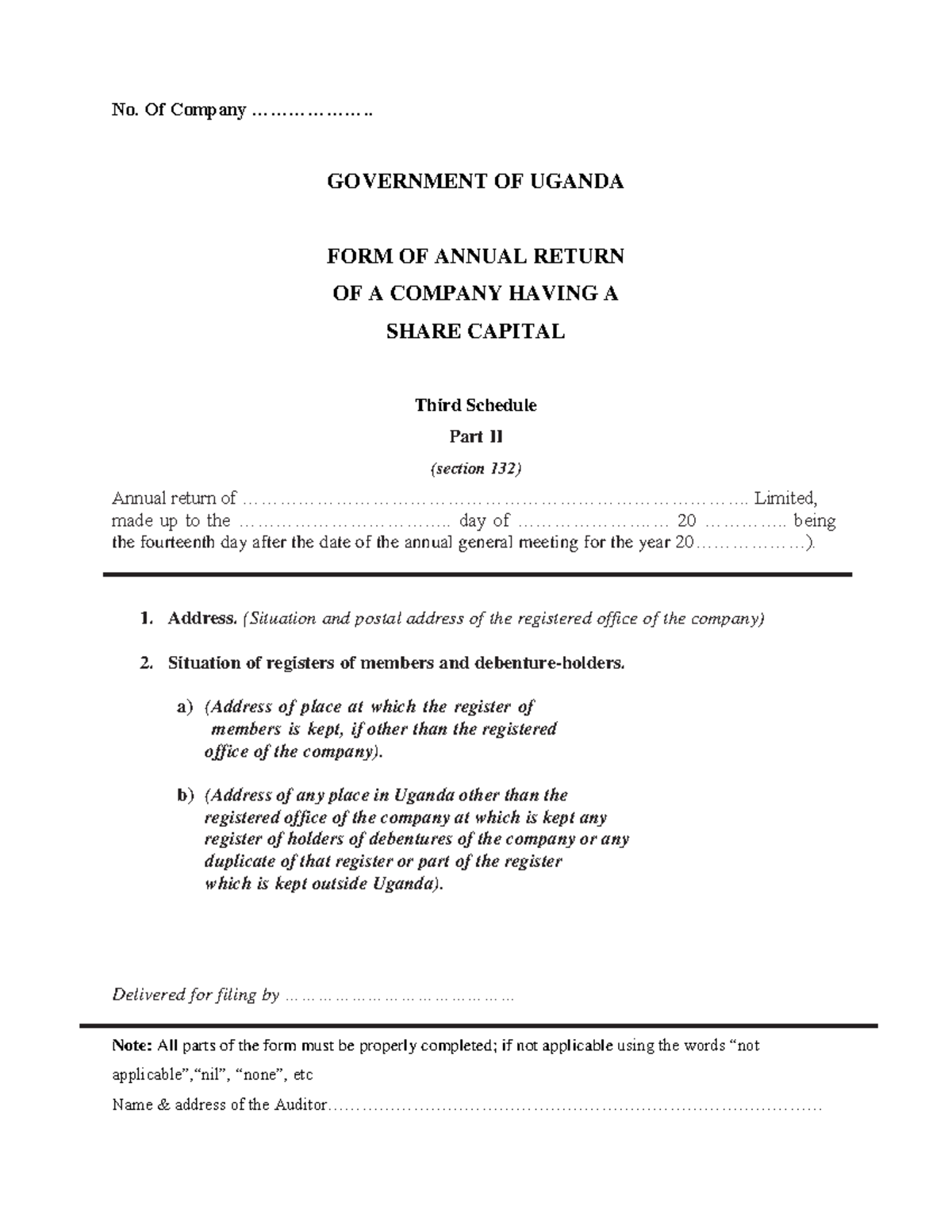 Annual Return of a Company Having Share Capital - Form Submission - Studocu