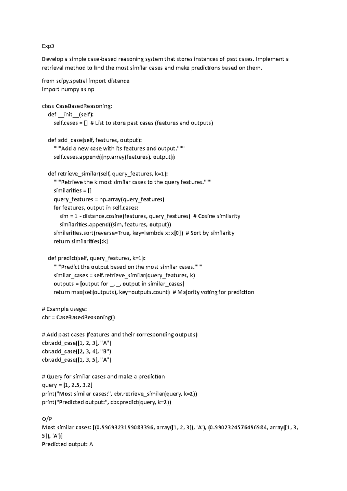 Lab expt - Lab Experiments Algorithms & AI Lab - Exp Develop a simple ...