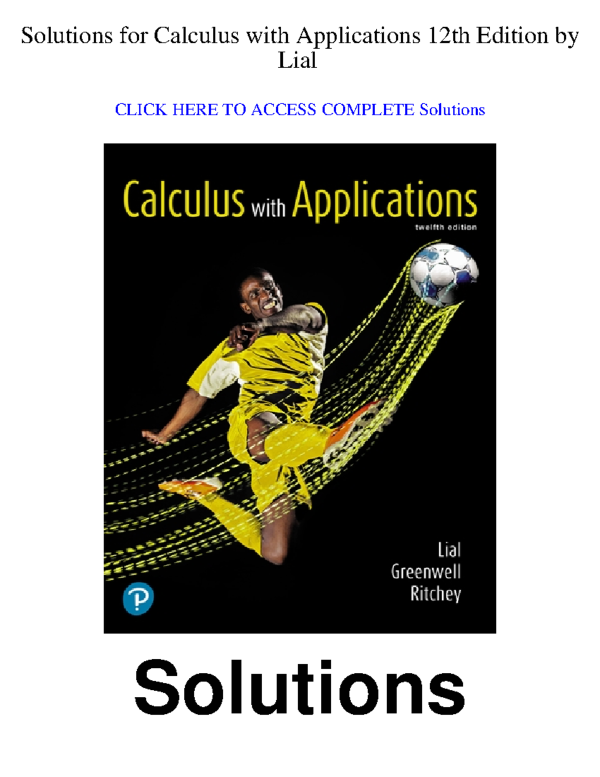 Calculus with Applications 12th Ed - Complete Solutions Guide - Studocu