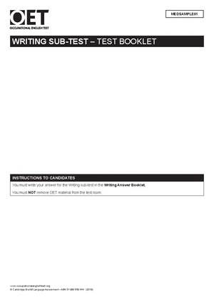 OET Reading Sample Test 1 - Question Paper Part A - Studocu