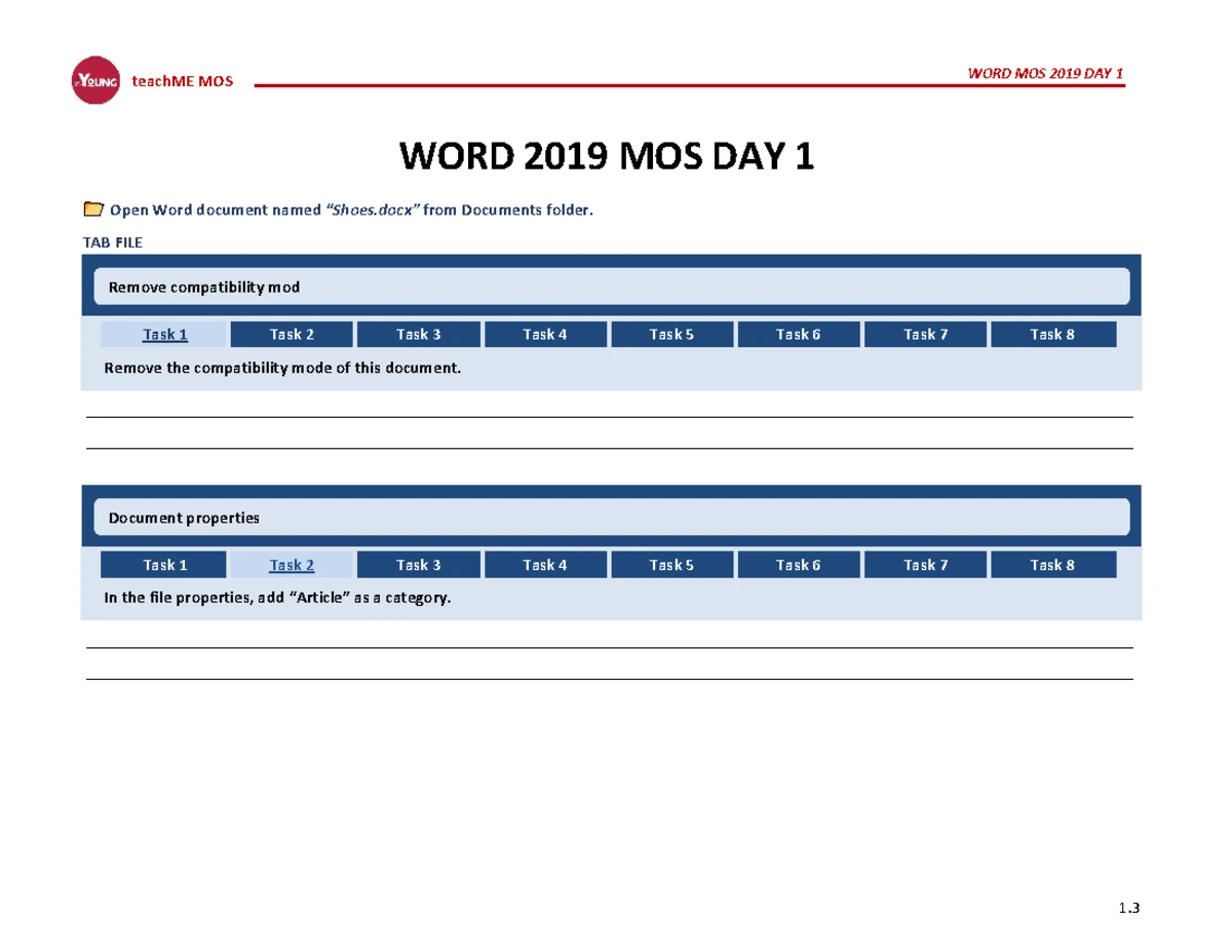 EXCEL MOS 2019 DAY 2: Chart & Table Modifications Guide - Studocu