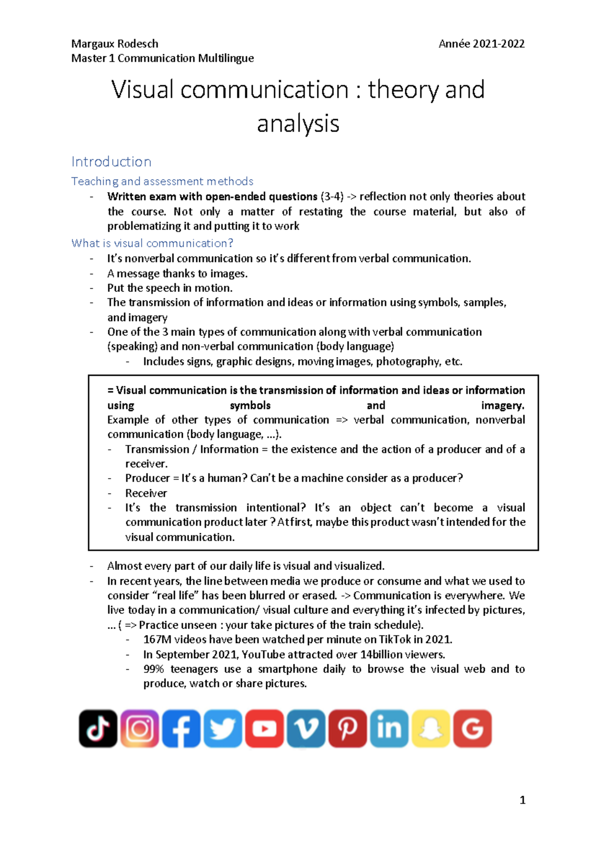 Visual Communication Cours - Master 1 Communication Multilingue Visual ...