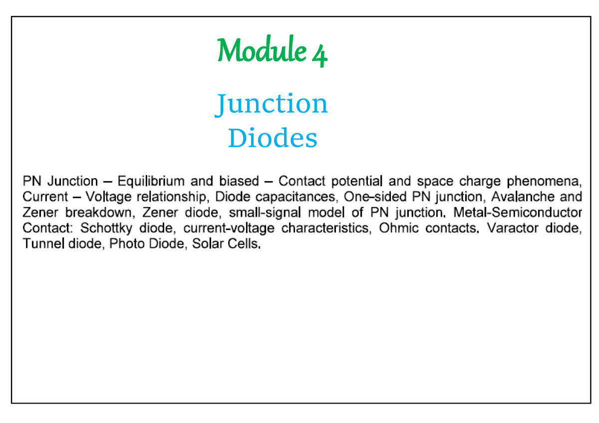 BECE201L Module 4: Junction Diodes - Concepts and Applications - Studocu