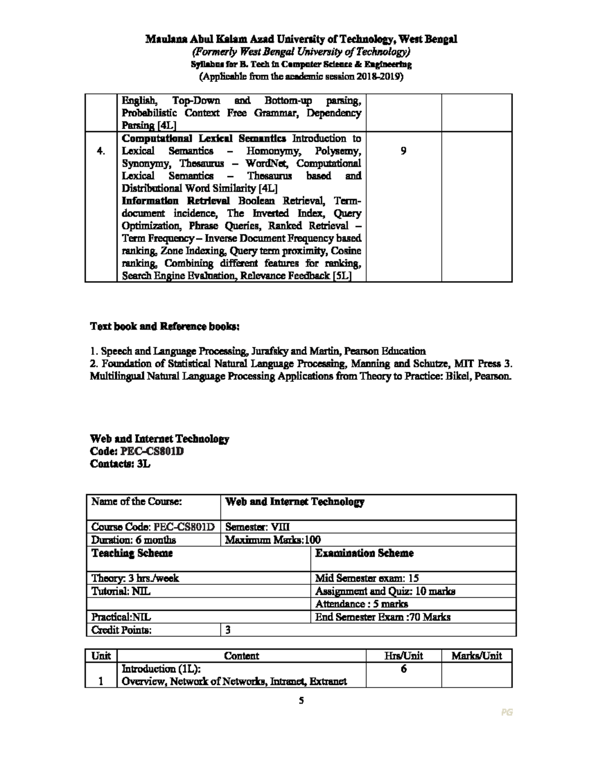 Web and Internet Technology Syllabus for B. Tech CSE (3 Credits) - Studocu
