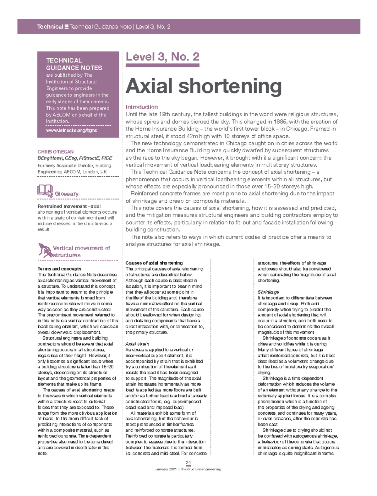 Technical Guidance Note Level 3, No. 2: Understanding Axial Shortening ...