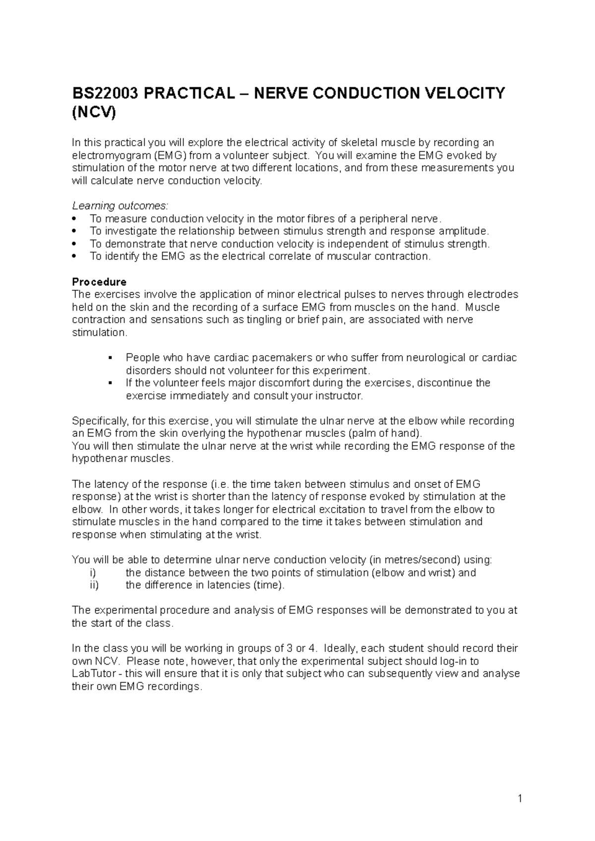 BS22003 Practical Guide: Measuring Nerve Conduction Velocity (NCV ...