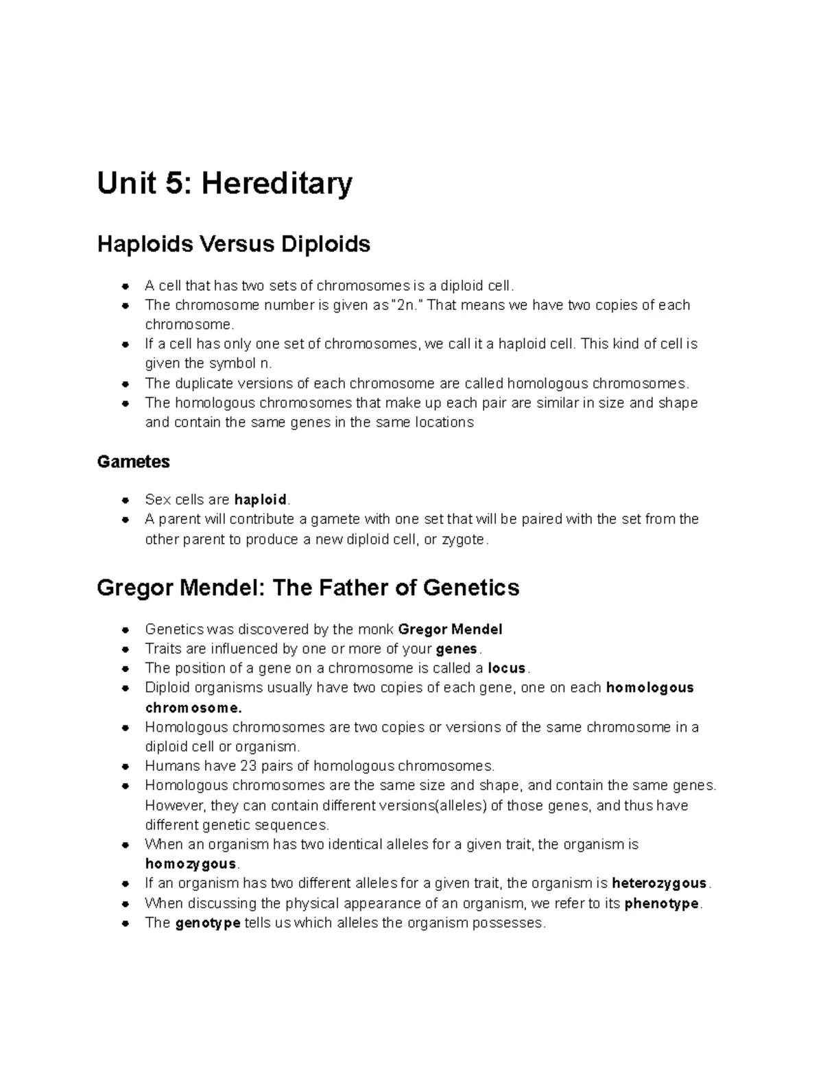 AP Bio Unit 5 - Meiosis and Genetic Variation Notes - Studocu