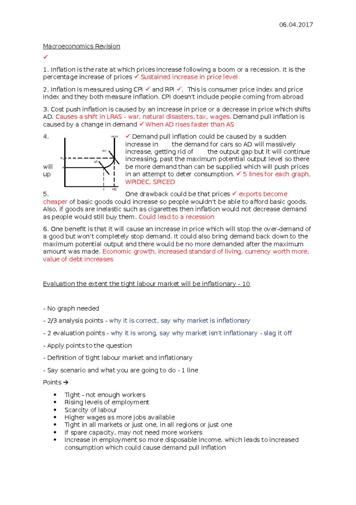 E 6 - Macroeconomics Lesson Notes on Inflation & Investment - Studocu