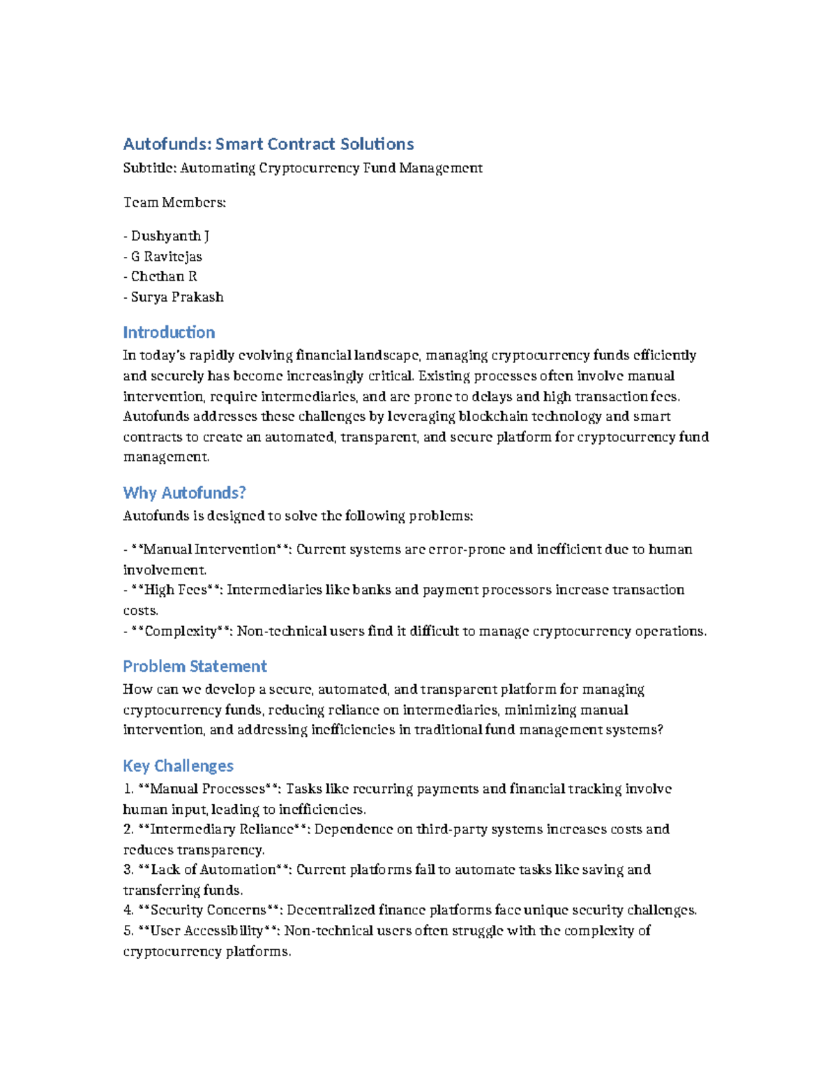 Autofunds: Automated Smart Contract Solutions for Crypto Fund Management -  Studocu