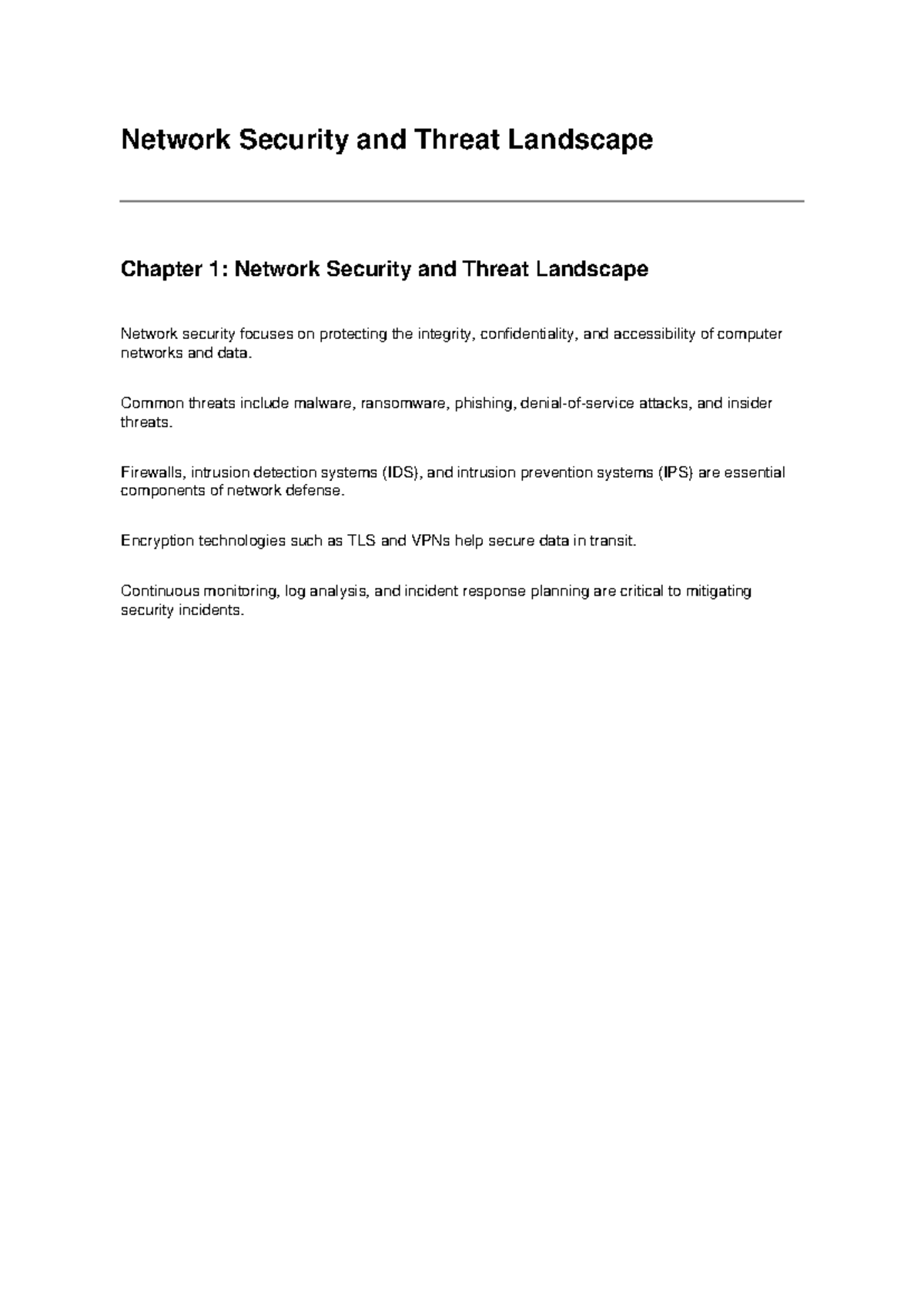 Network Security & Threats Overview: Key Concepts & Defenses - Studocu