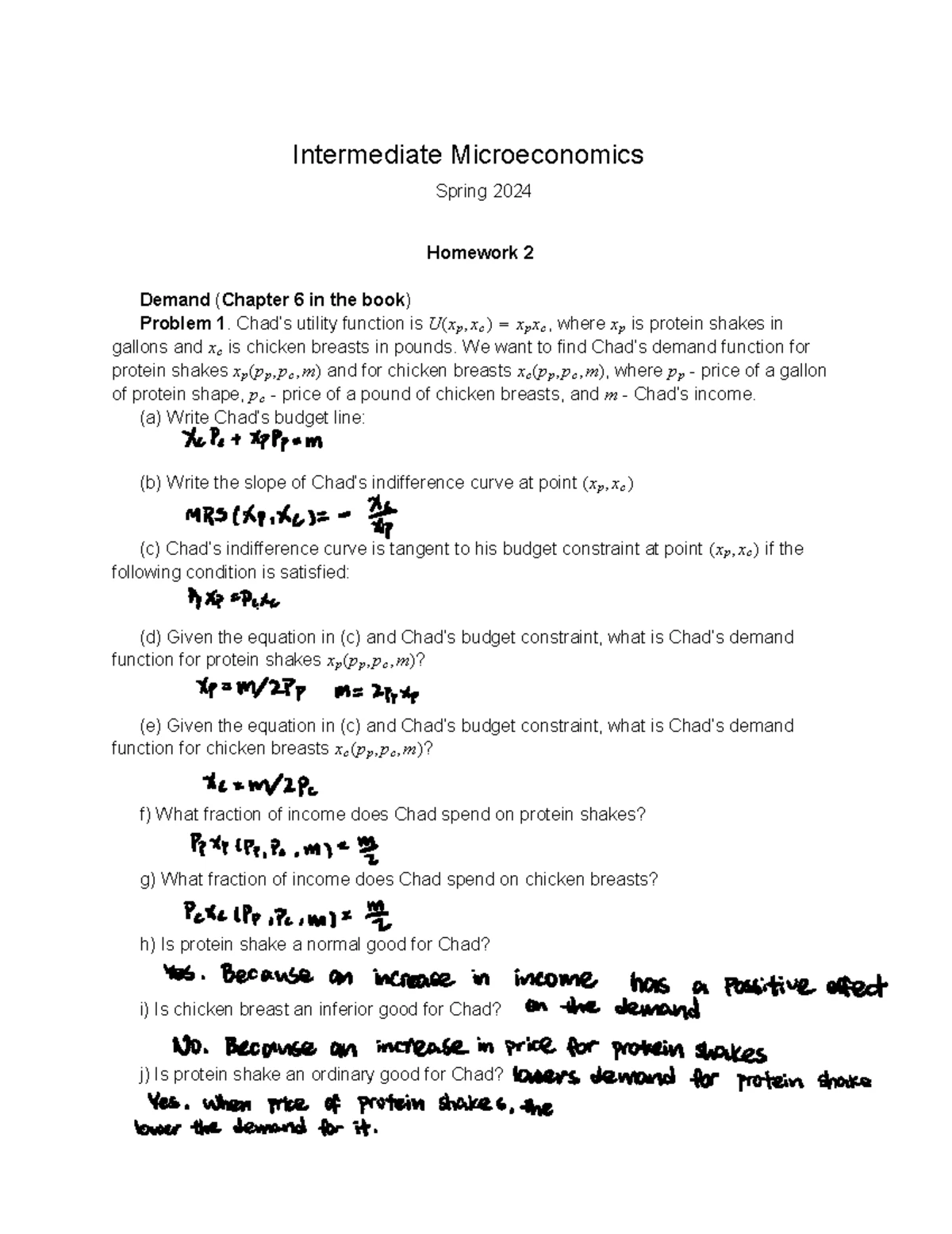 4001 HW1 - Intermediate Microeconomics Homework 1 Overview - Studocu