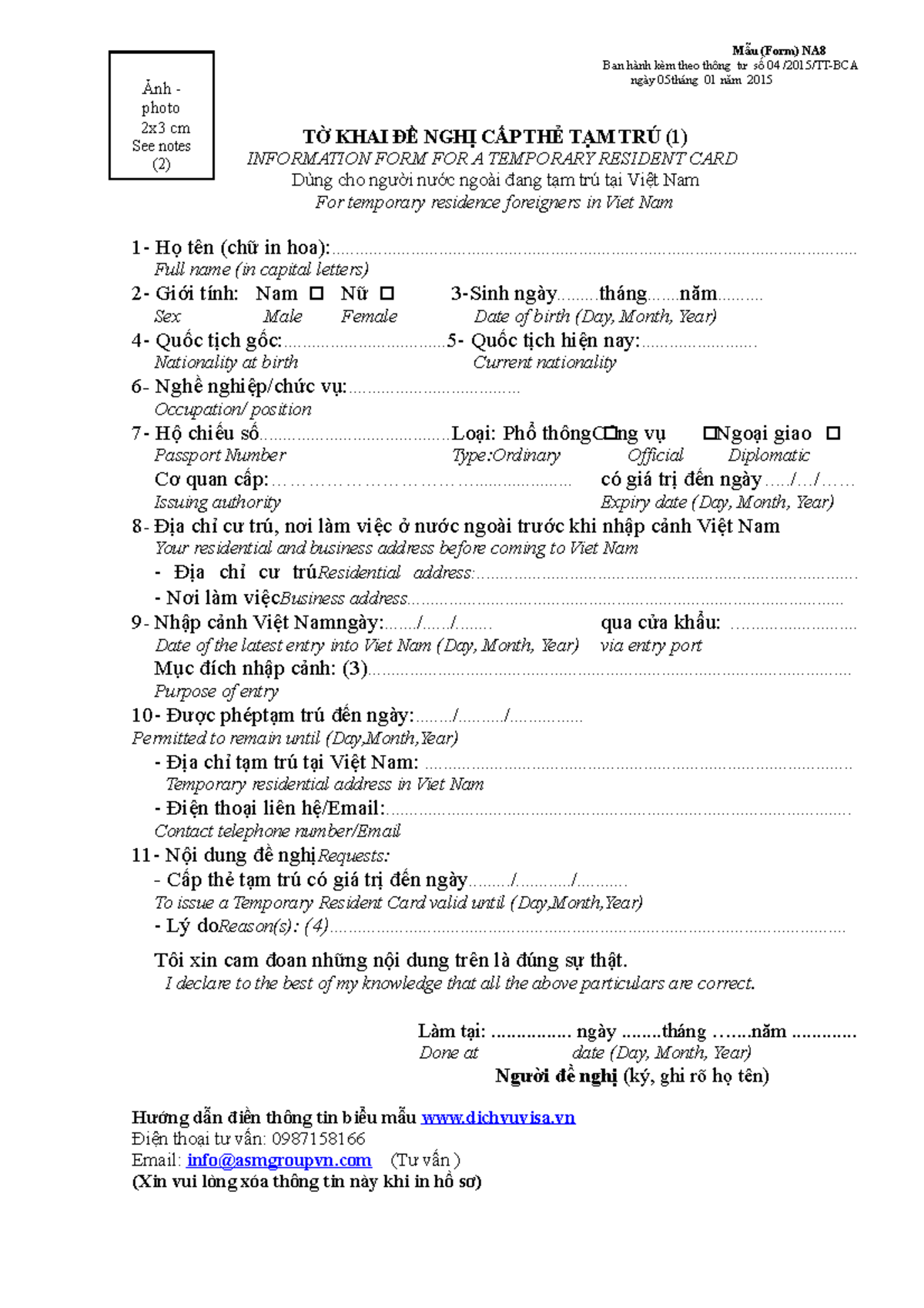 Mẫu-NA8 - Mẫu-NA8 - Mẫu (Form) NA Ban hành kèm theo thông tư số 04 ...
