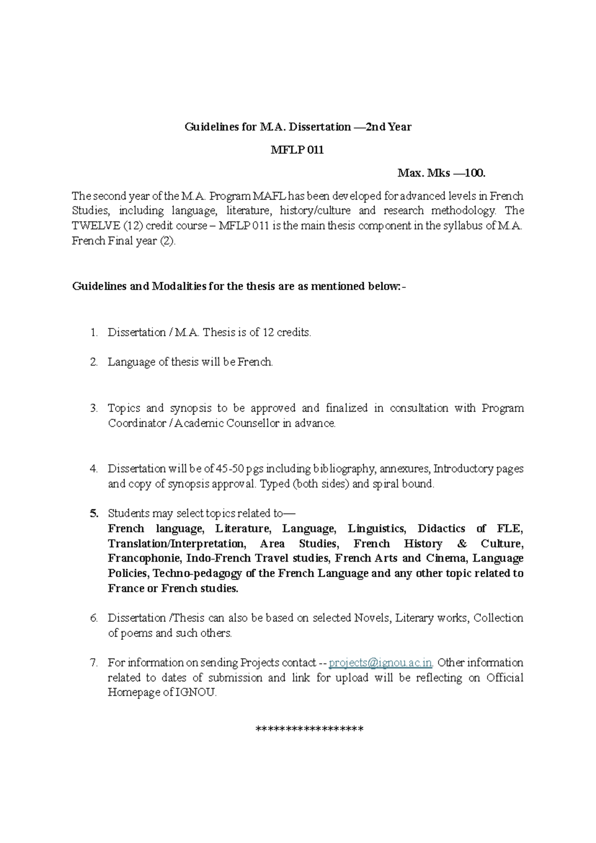 Dissertation Guidelines for M.A. French (MFLP 011) - Year 2 - Studocu