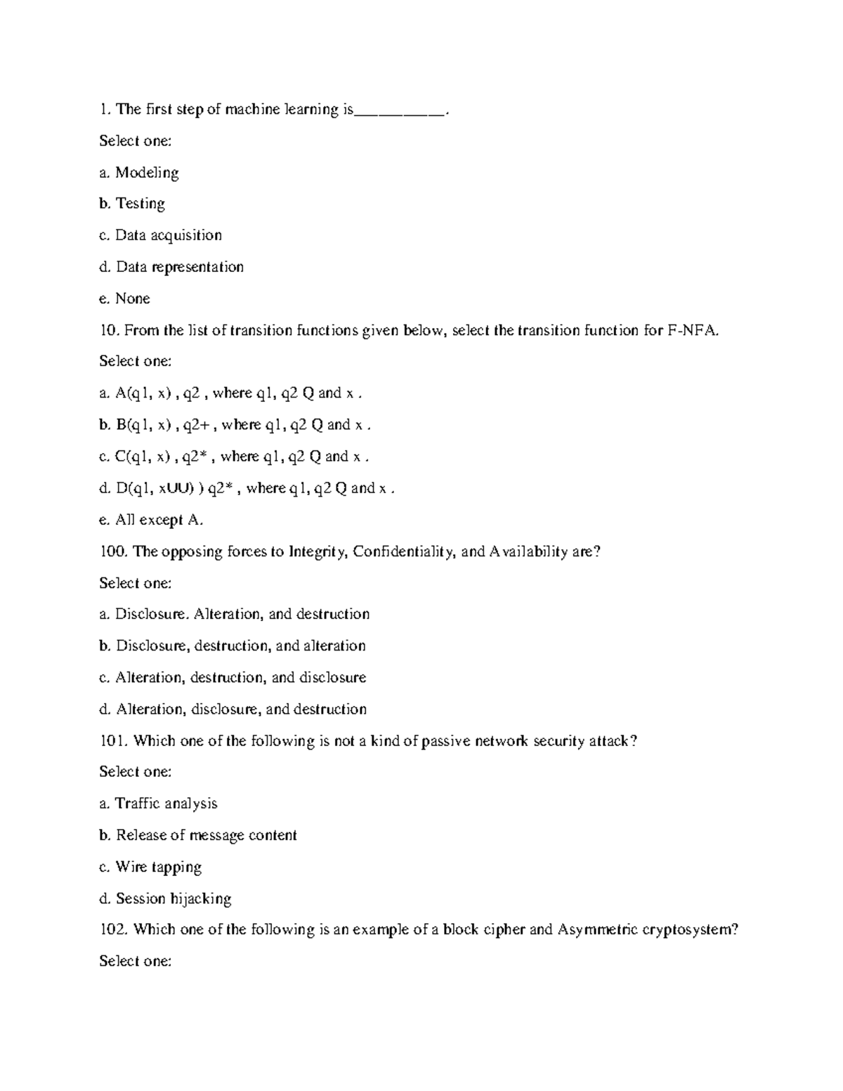 Hawassa University - CS Exit Exam Model Questions - Studocu