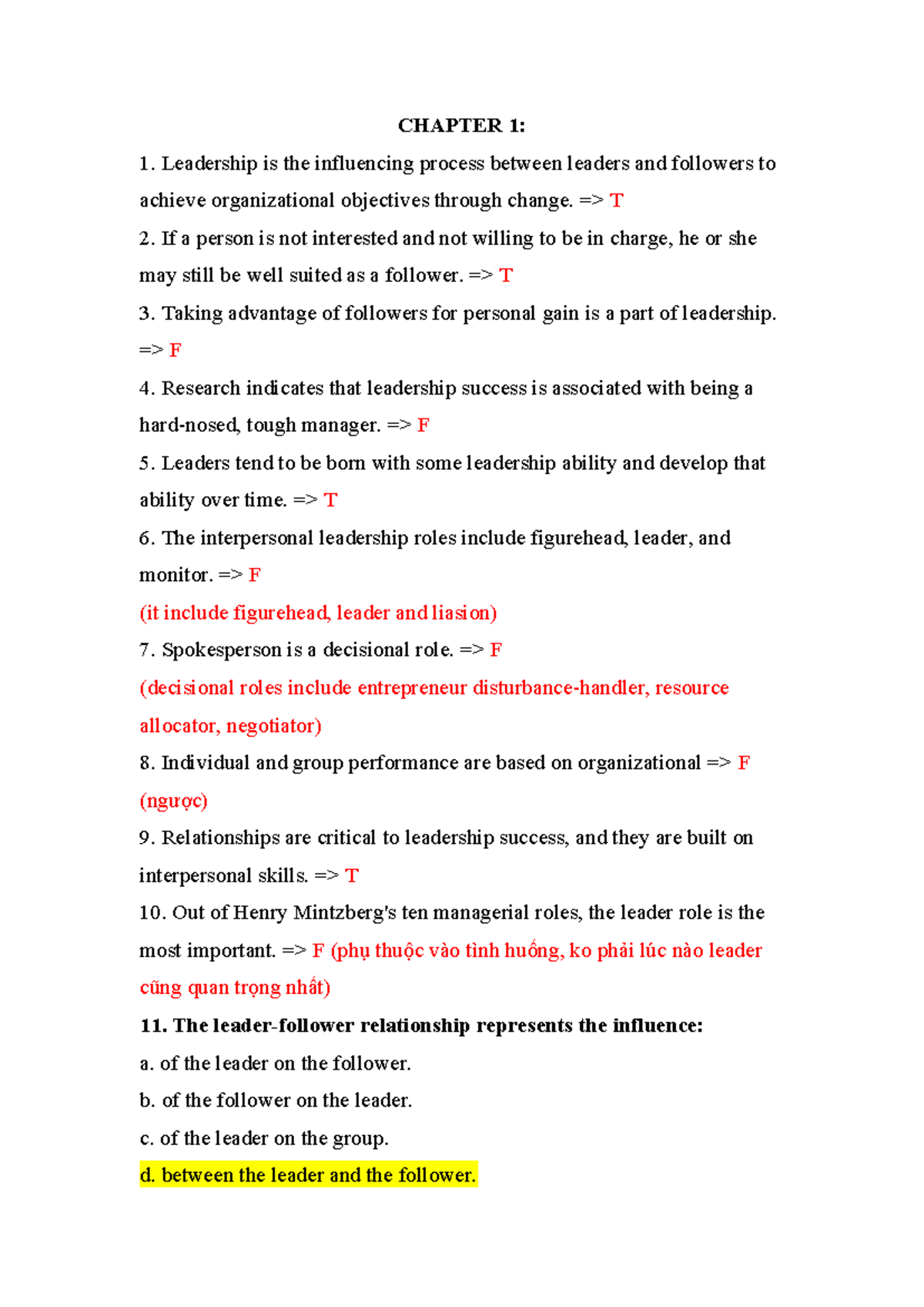 CHAPTER 1-12: Leadership Theories and Team Dynamics Overview - Studocu