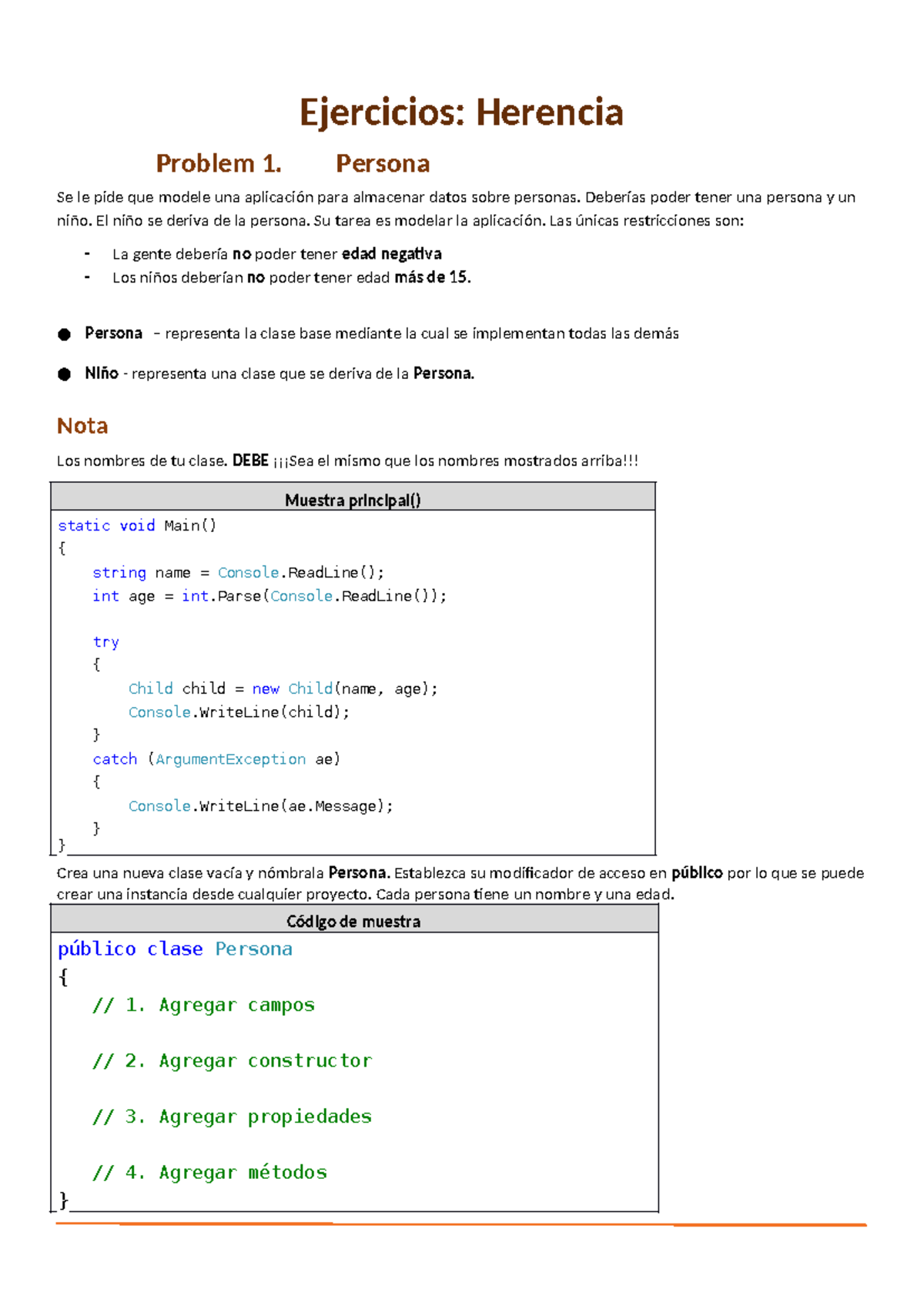 08. Inheritance-Exercises ok - Ejercicios: Herencia Problem 1. Persona ...
