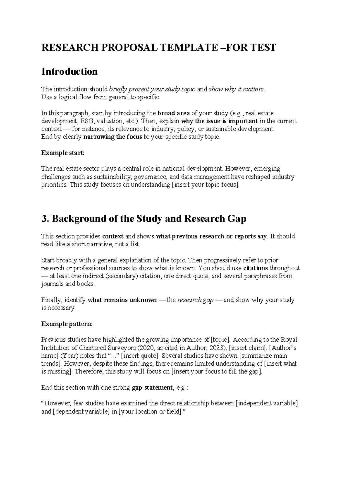 RESEARCH PROPOSAL TEMPLATE: Structuring Your Study Effectively - Studocu