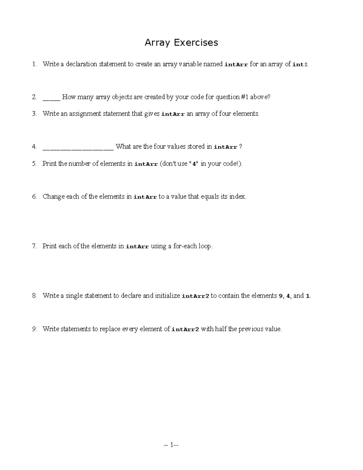 2f2a28e9-1D+Array+Exercises+-+shortened+2nd+semester+2020 - Array ...
