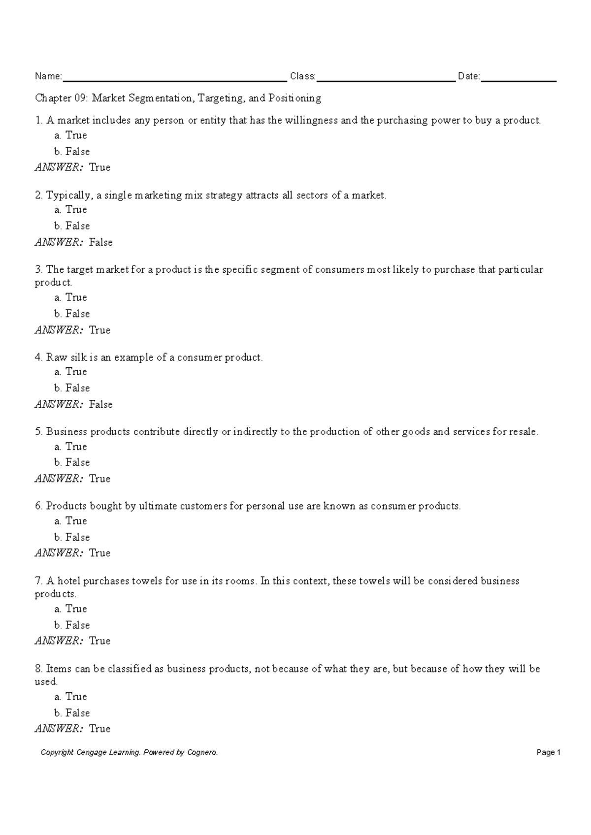 Chapter 09: Market Segmentation, Targeting, and Positioning Study Notes ...