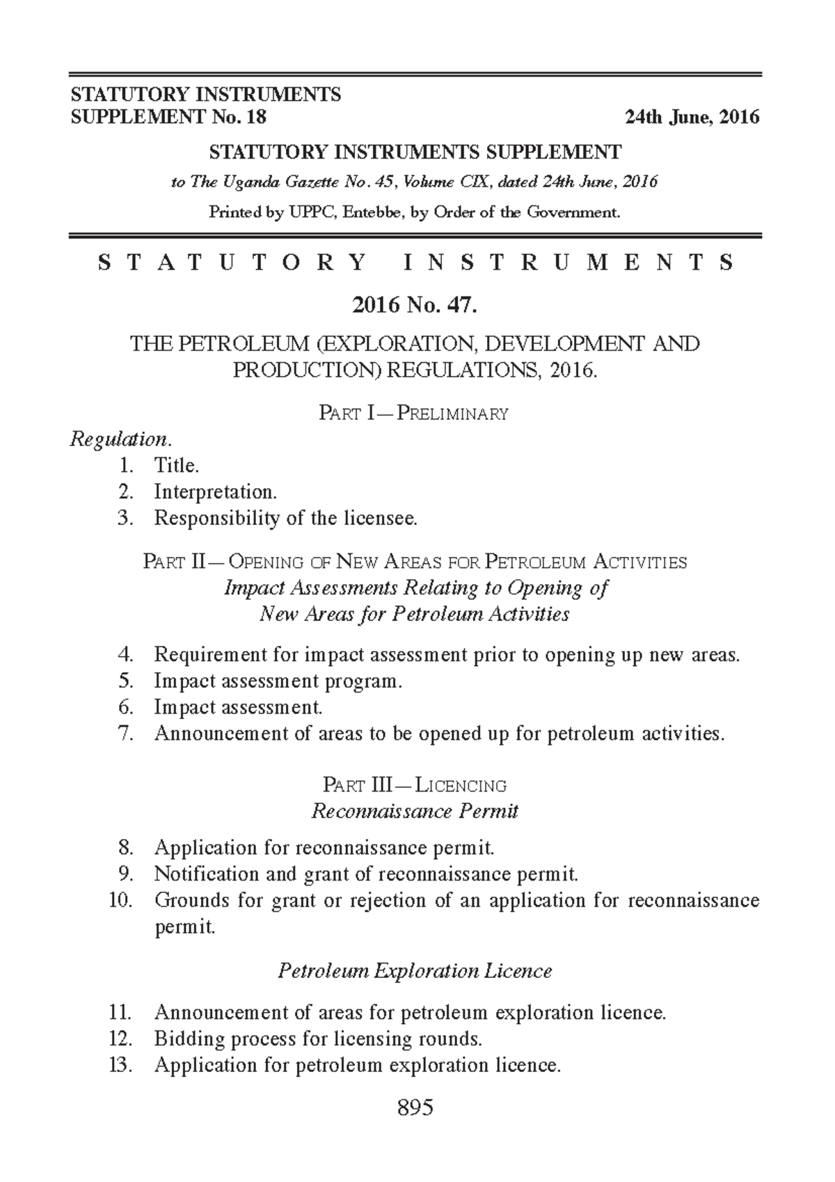 Statutory Instruments: Petroleum Regulations 2016 No. 47 - Studocu