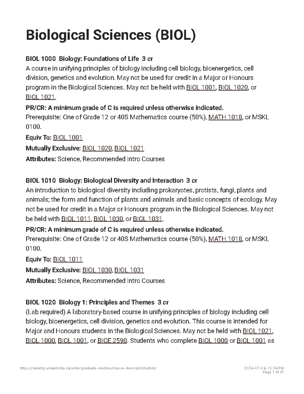 BIOL Course Overview: Key Concepts from Biological Sciences at ...