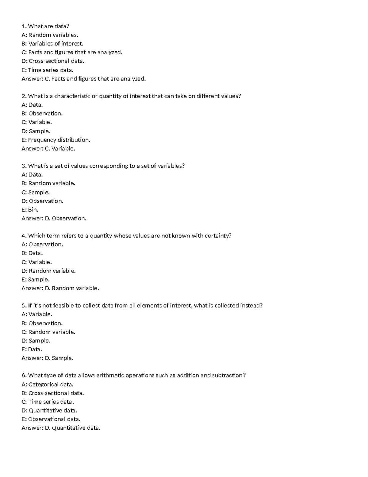 Quiz 2 Memo - Practice Material on Data & Variables Concepts - Studocu