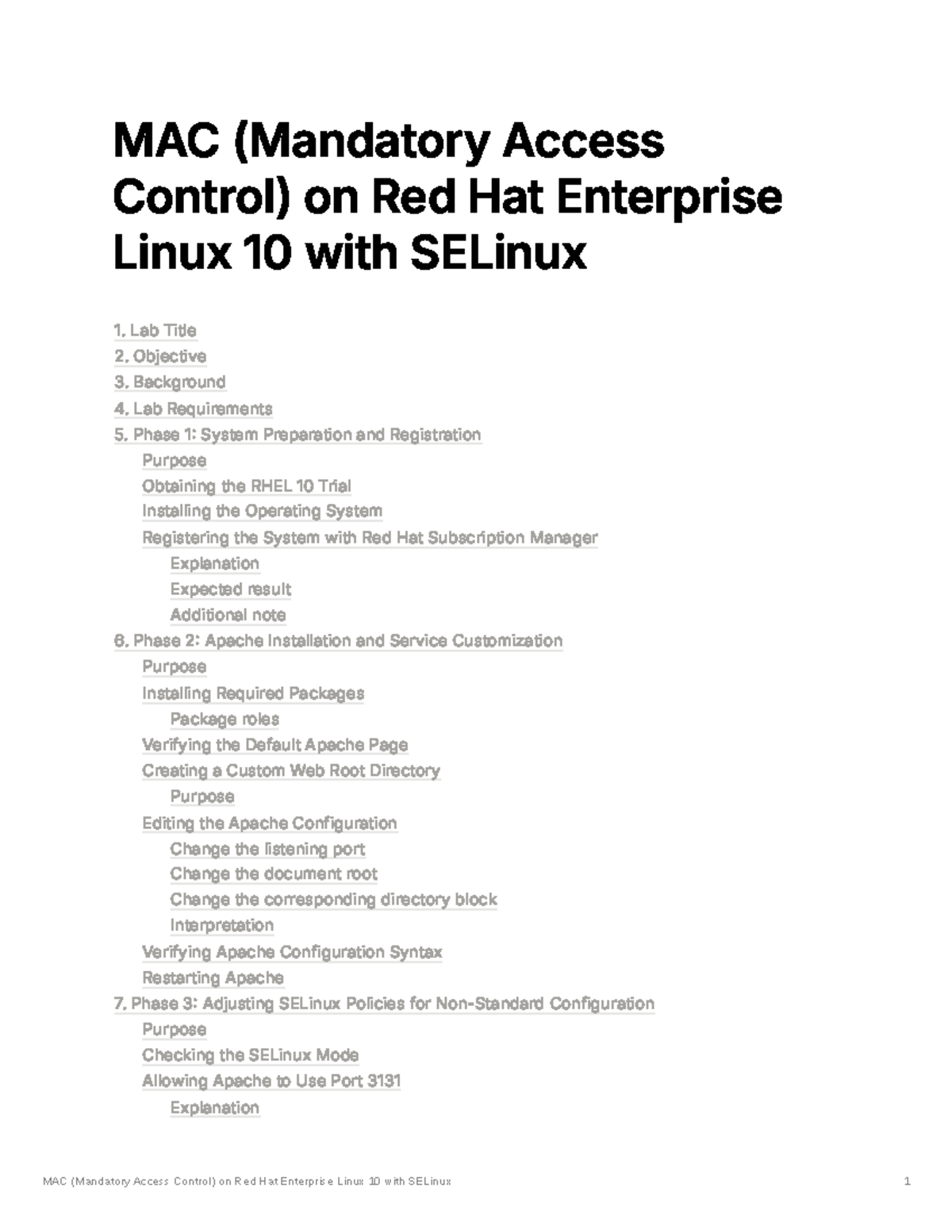 Lab Guide: MAC on RHEL 10 with SELinux - Apache Setup & Security - Studocu