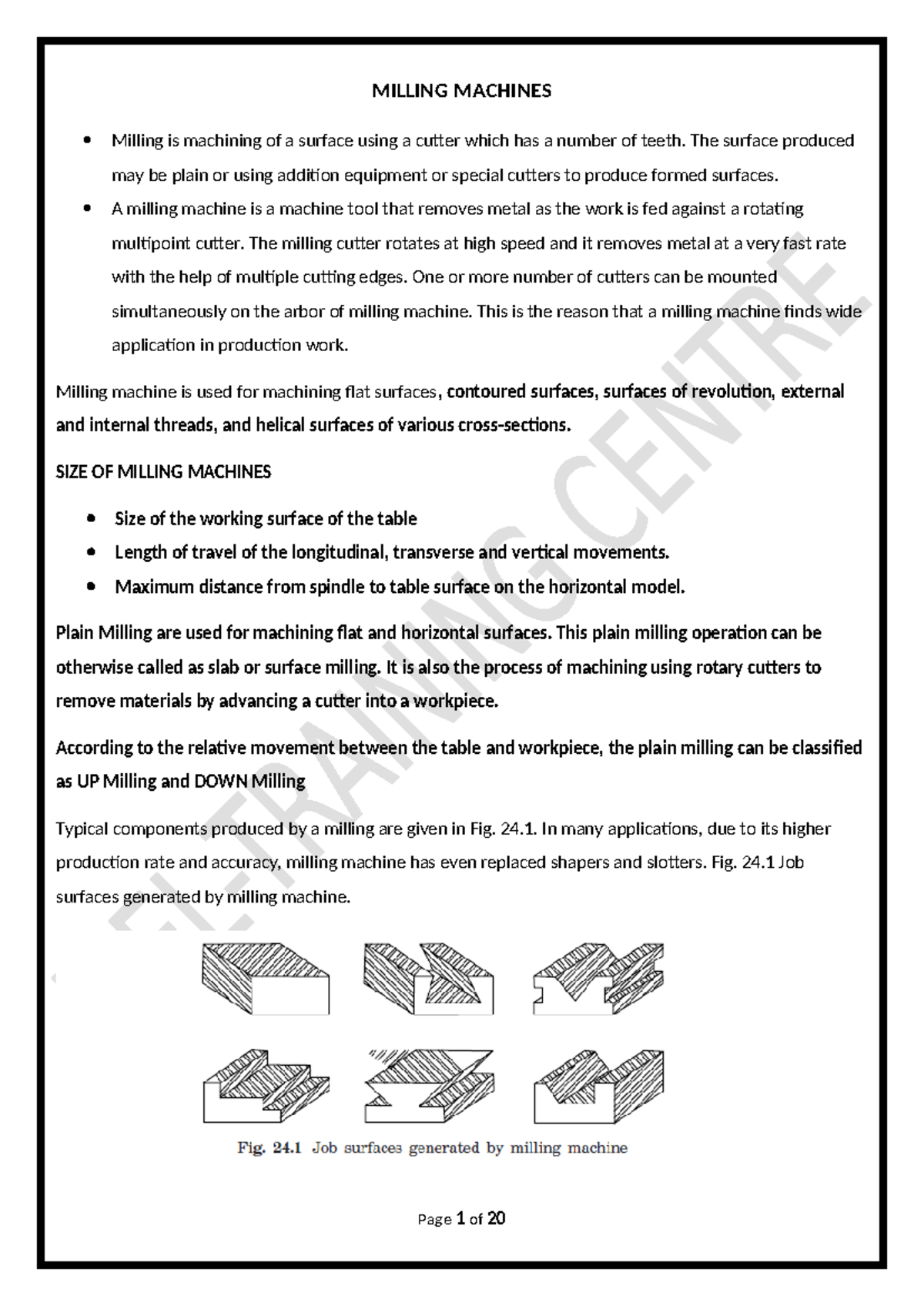 Lesson Notes for Milling Machines 2: Principles and Methods - Studocu
