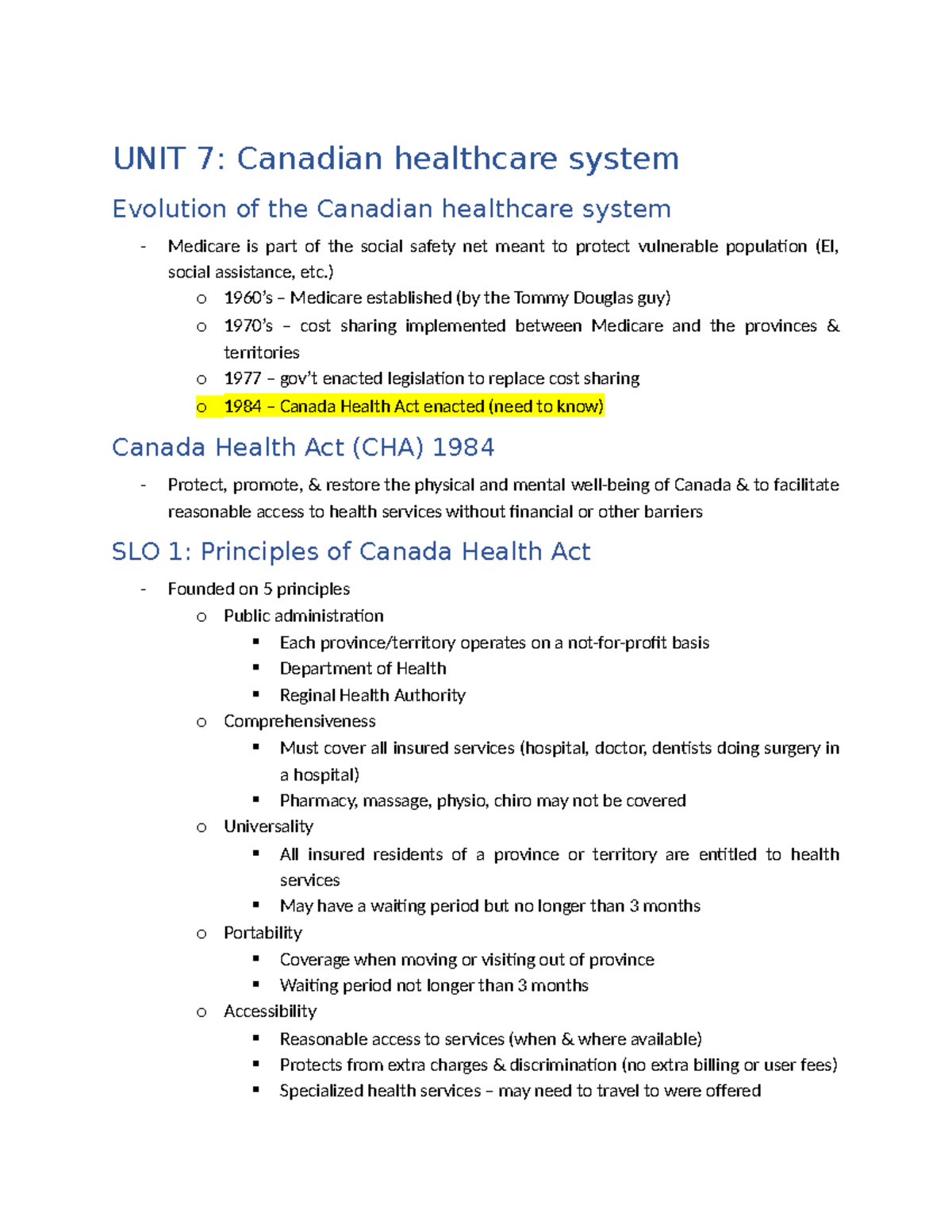 NFDN 7: Evolution of the Canadian Healthcare System and Medicare - Studocu