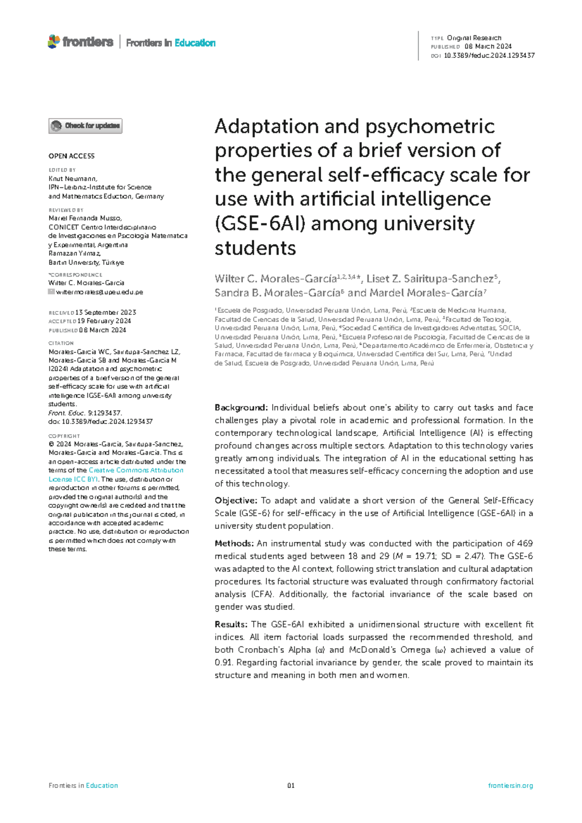 Adaptation and Psychometric Properties of AI Use Scale among University ...