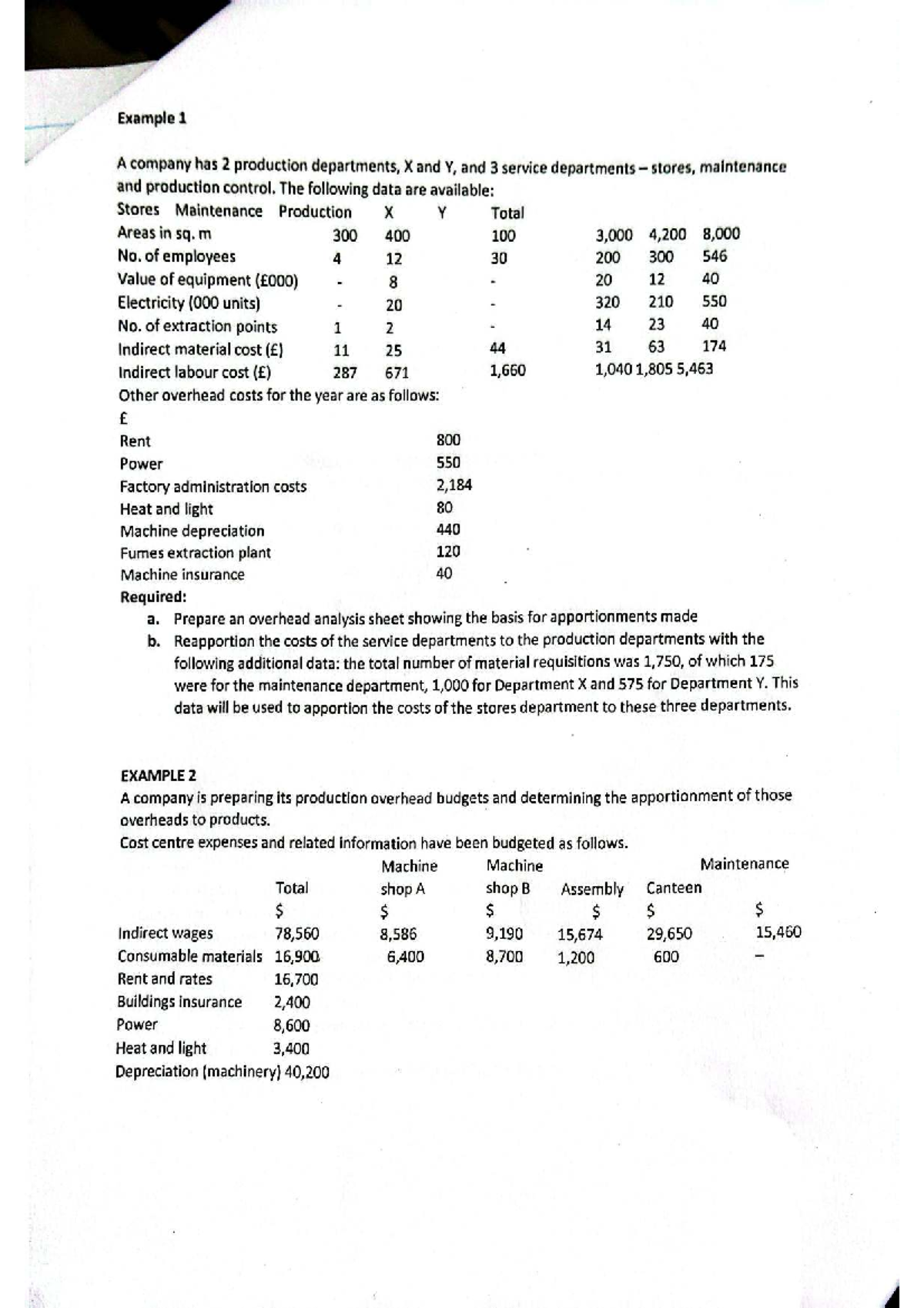 Overhead Analysis and Apportionment for Production Departments (EX1 ...
