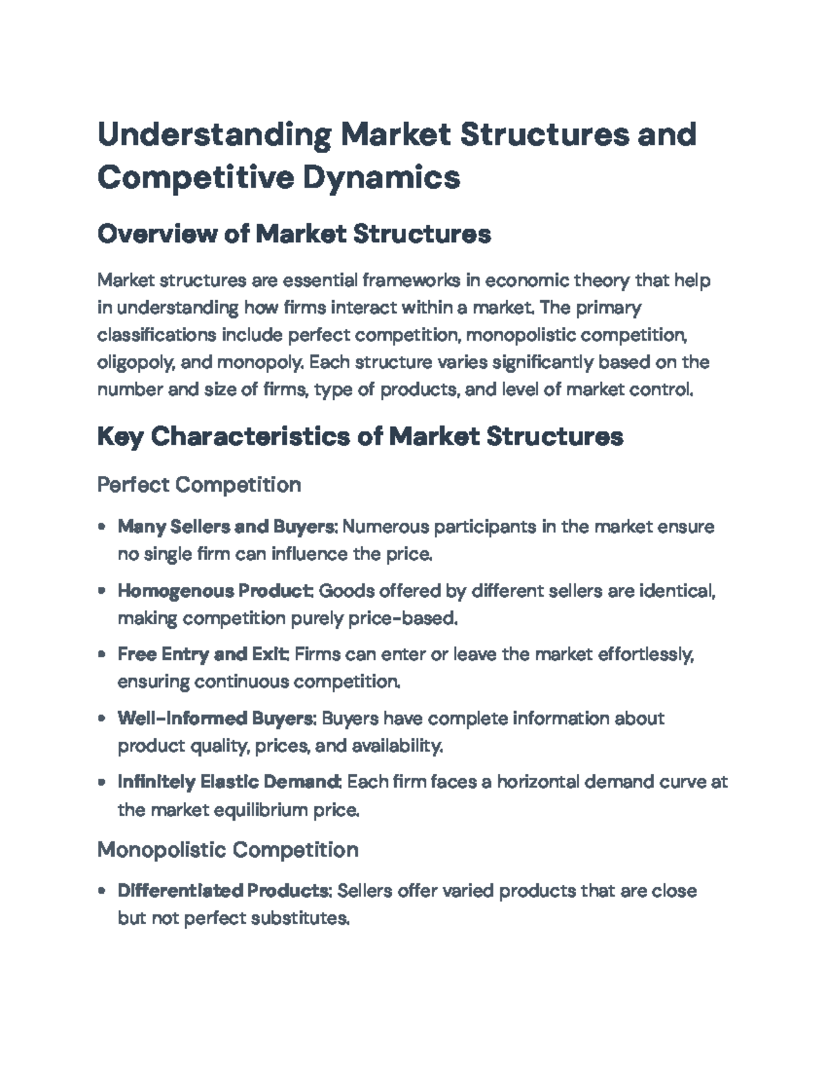 Understanding Market Structures: Dynamics in Economics - Understanding ...