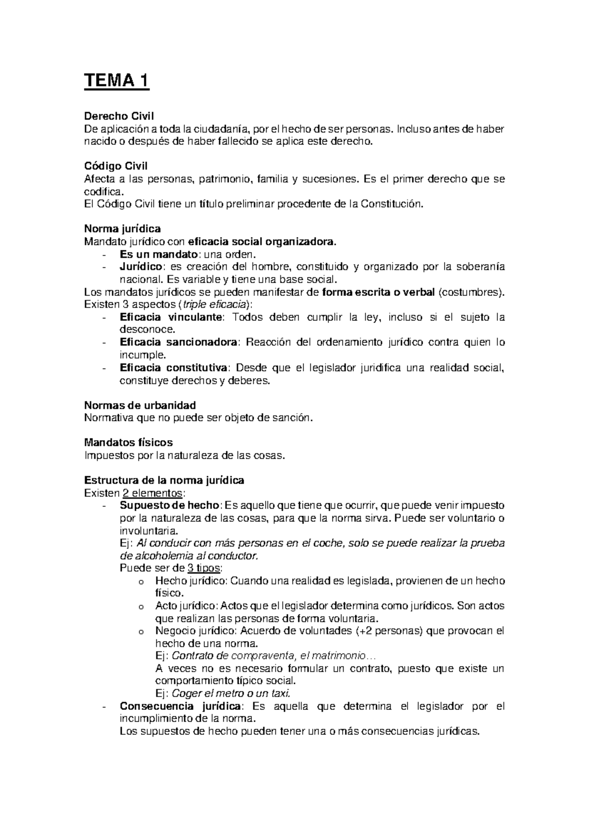 Tema 1 derecho - Apuntes con la mayor precisión y rigor. Perfectos para ...