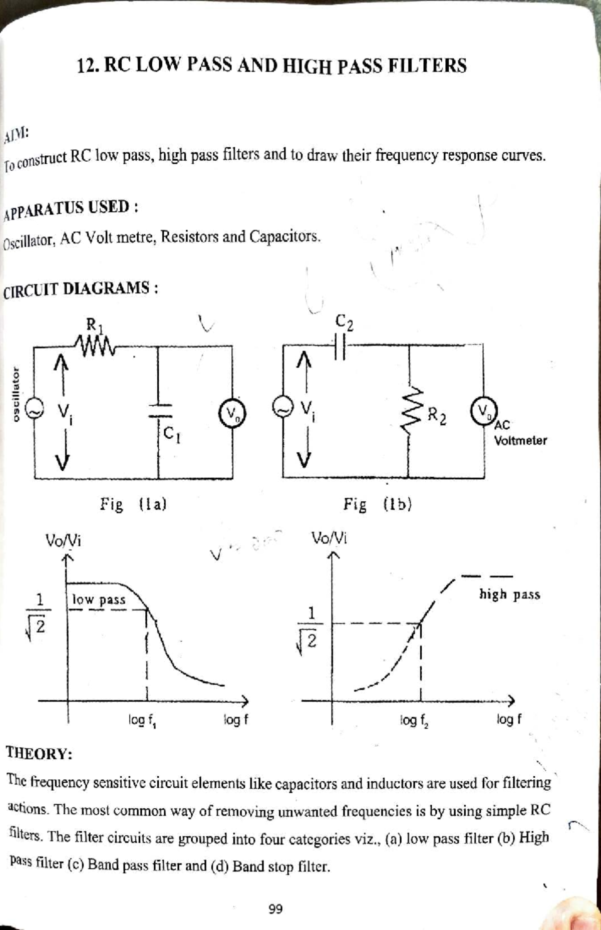 12. RC Low Pass and High Pass Filters: Construction and Analysis - Studocu