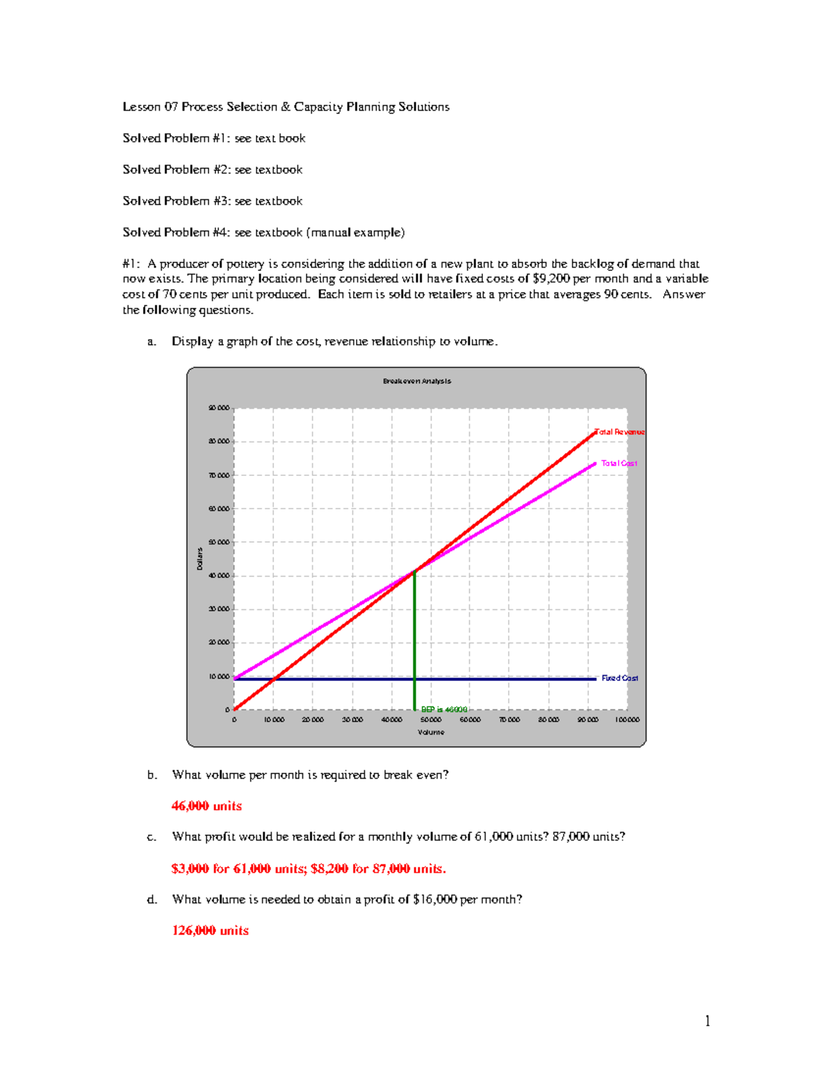 Lesson 07 Process Selection & Capacity Planning Solutions (07) - Studocu