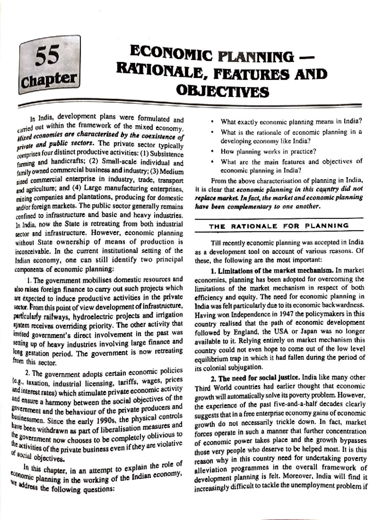 ECON 55: Rationale, Features & Objectives of Economic Planning in India ...