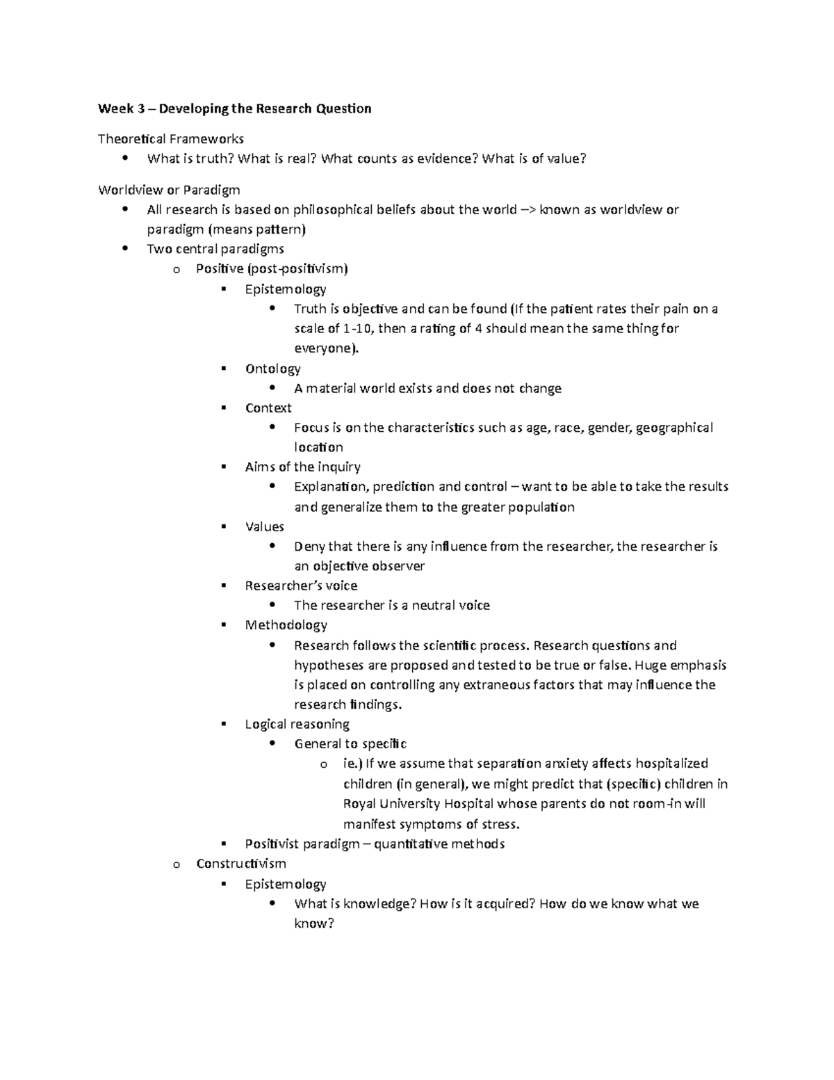 Week 3 - Research Question Development Lecture Notes - Studocu
