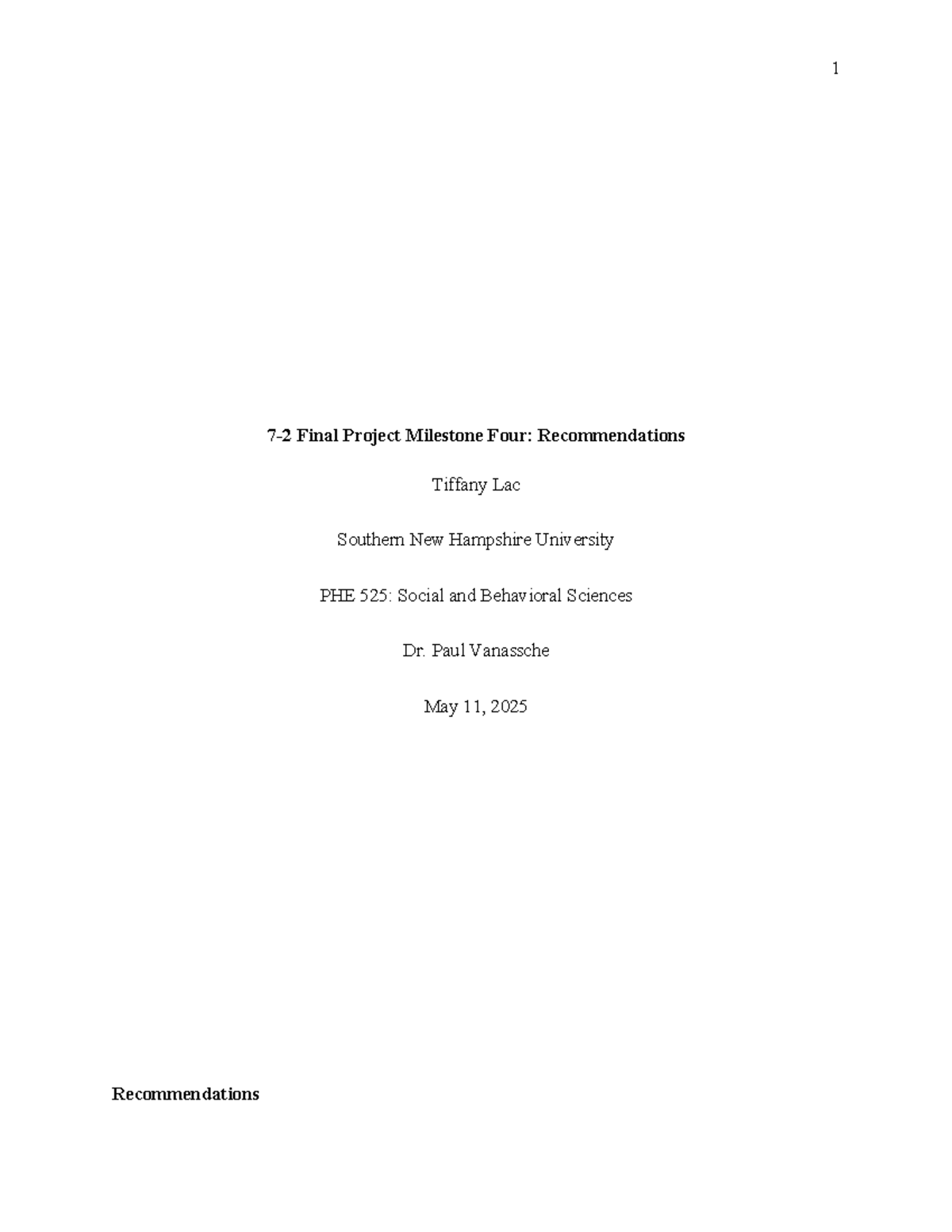 PHE 525 Final Project Milestone 4: Recommendations for SPAN Program ...