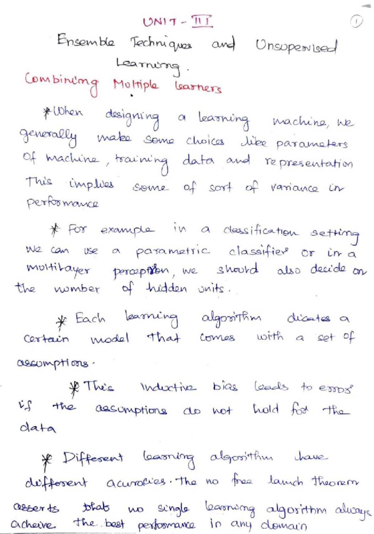 AD3451 ML UNIT 3 Notes - MACHINE LEARNING - UNIT Ensemble Techniques ...