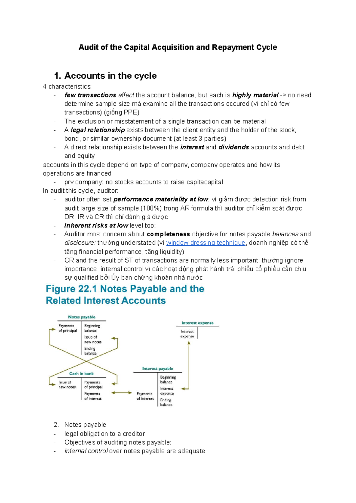 Audit of the Capital Acquisition & Repayment Cycle - Notes - Studocu