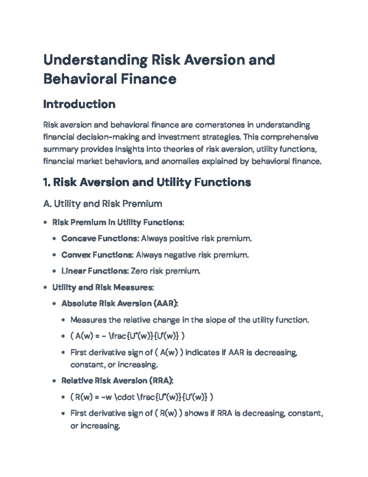 Understanding Risk Aversion & Behavioral Finance: A Comprehensive ...
