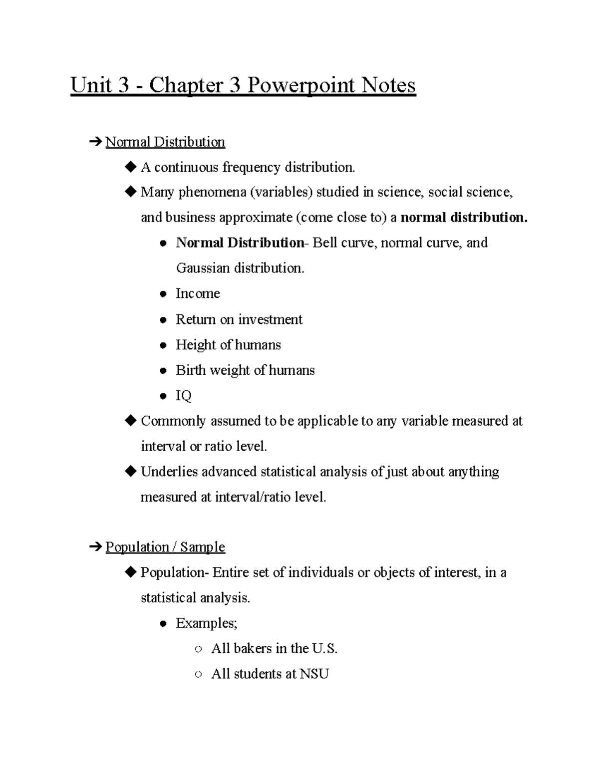 Unit 3: Chapter 3 Statistics & Probability PowerPoint Notes - Studocu