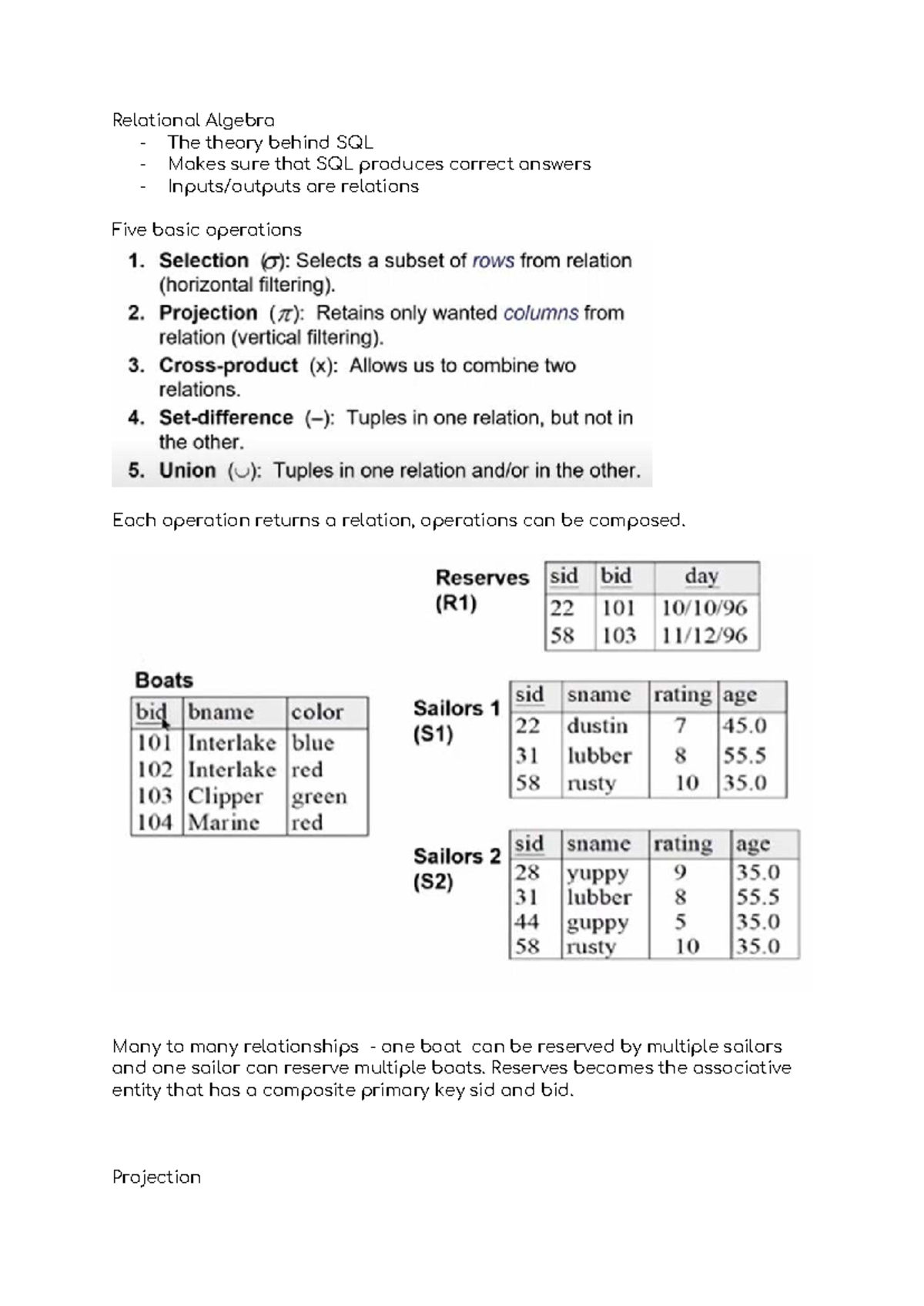 Lecture 7: Relational Algebra Fundamentals for SQL Operations - Studocu